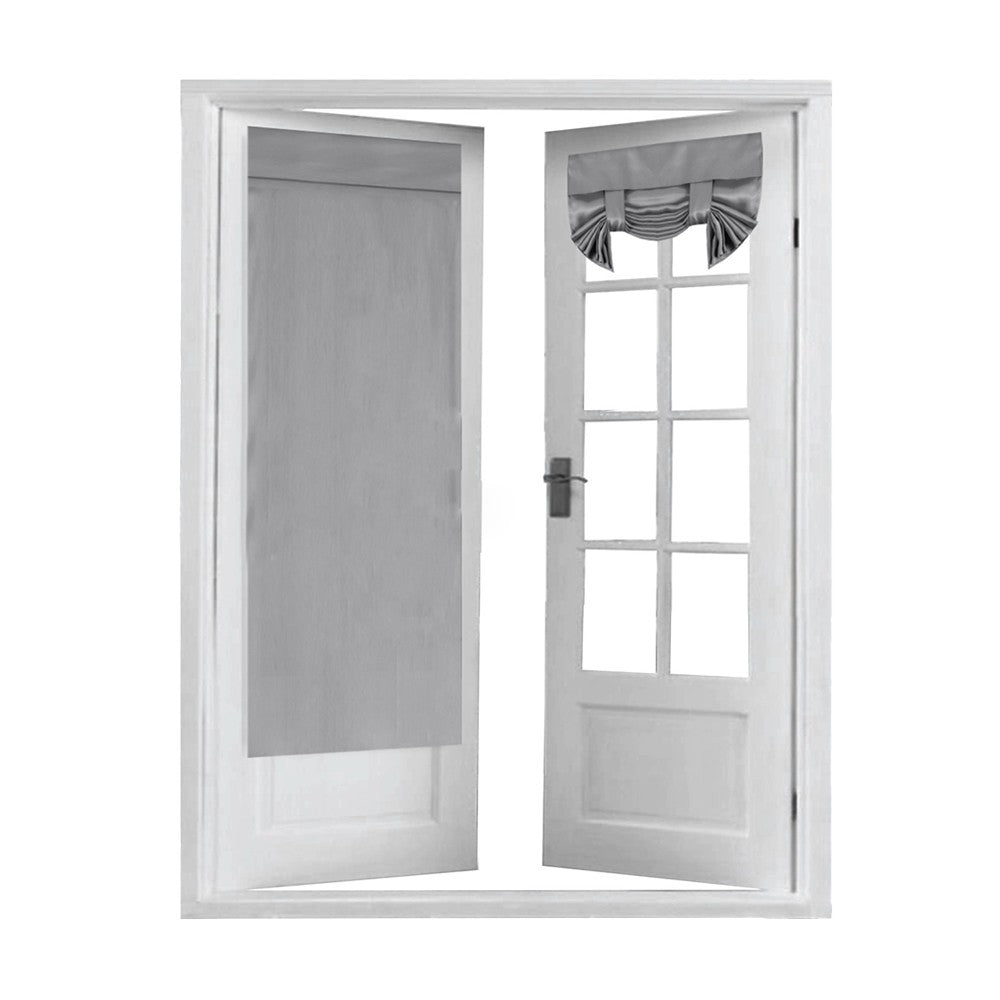 Pair of Self Adhesive Privacy Door Curtains Insulated Window Curtain Panel Light Grey