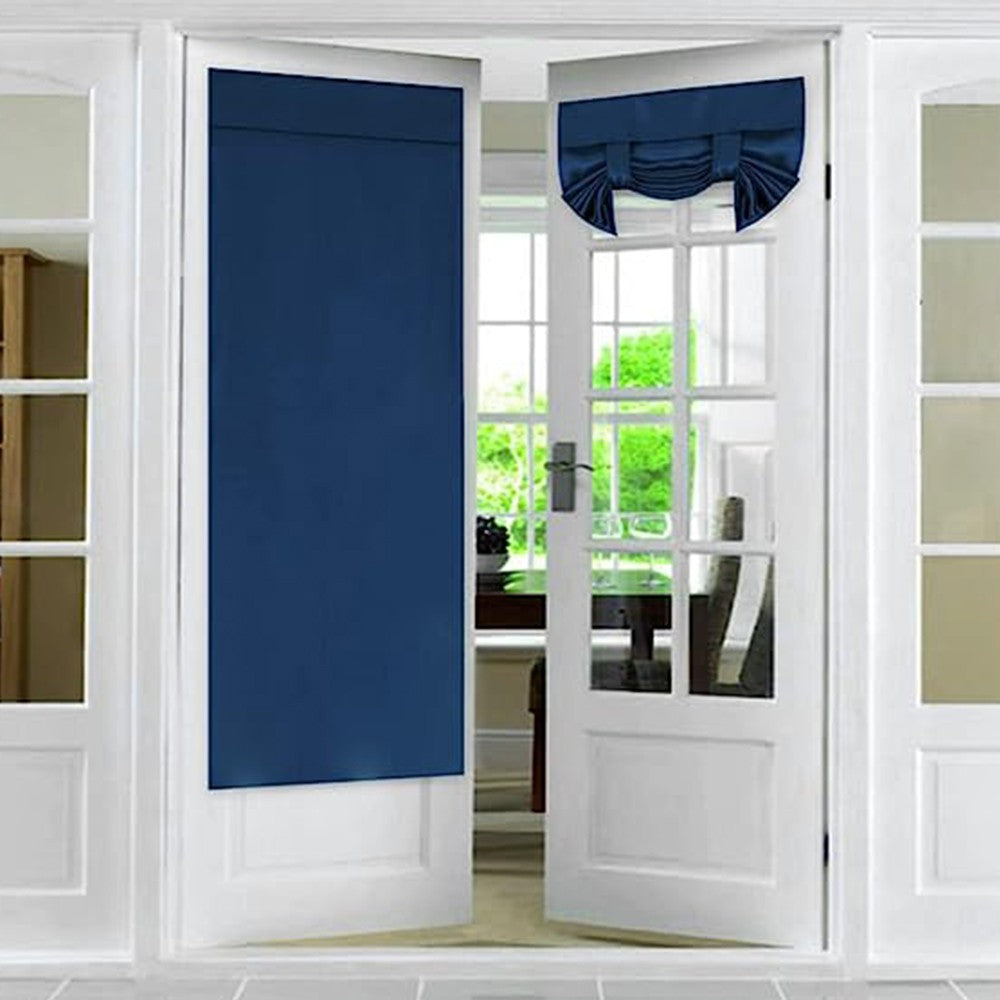 2 Panels French Door Curtains Self Adhesive Door Privacy Panels Window Coverings Navy Blue