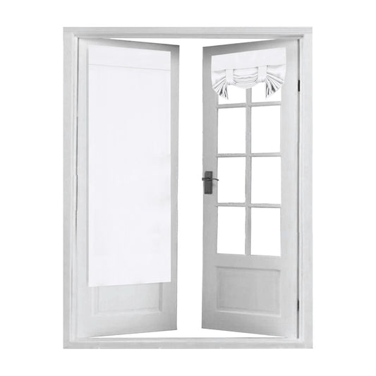 2 Panels French Door Curtains Self Adhesive Door Privacy Panels Window Coverings White