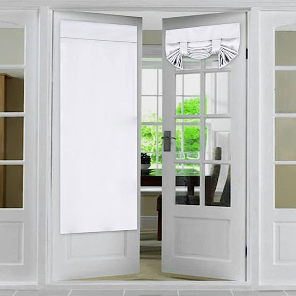 2 Panels French Door Curtains Self Adhesive Door Privacy Panels Window Coverings White