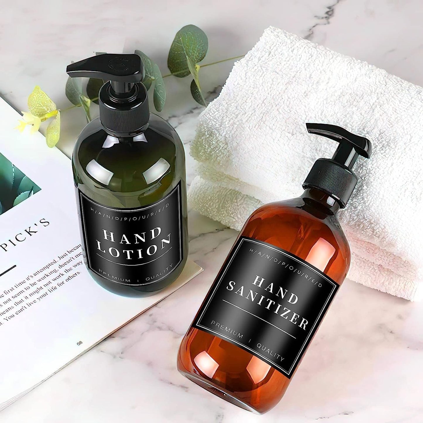 24 Sheets Water-resistant Labels for Bottles Bathroom Shampoo and Conditioner Dispenser Label Stickers Black