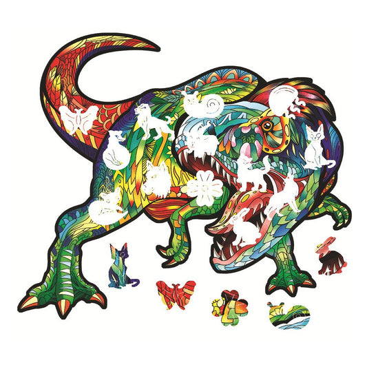 Dinosaur Shape Wooden Jigsaw Puzzles Kids Toy Home Decor Medium