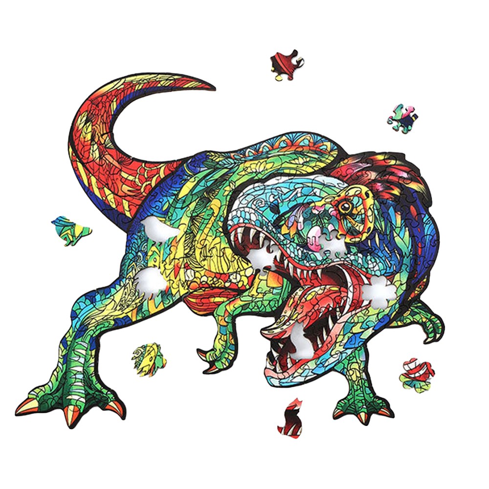 Dinosaur Shape Wooden Jigsaw Puzzles Kids Toy Home Decor Small