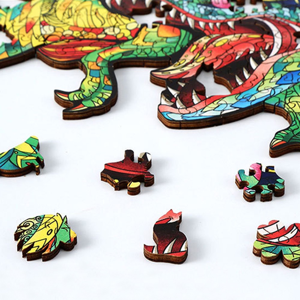 Dinosaur Shape Wooden Jigsaw Puzzles Kids Toy Home Decor Small