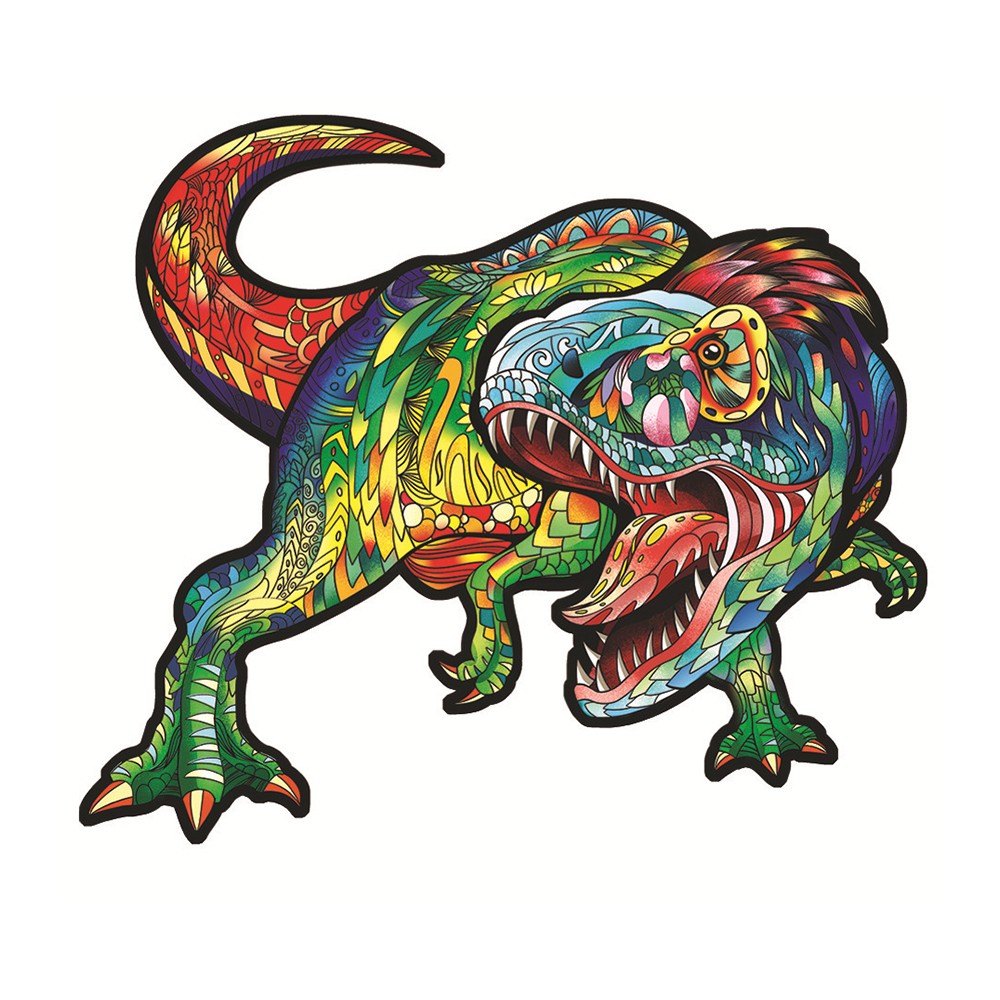Dinosaur Shape Wooden Jigsaw Puzzles Kids Toy Home Decor Medium