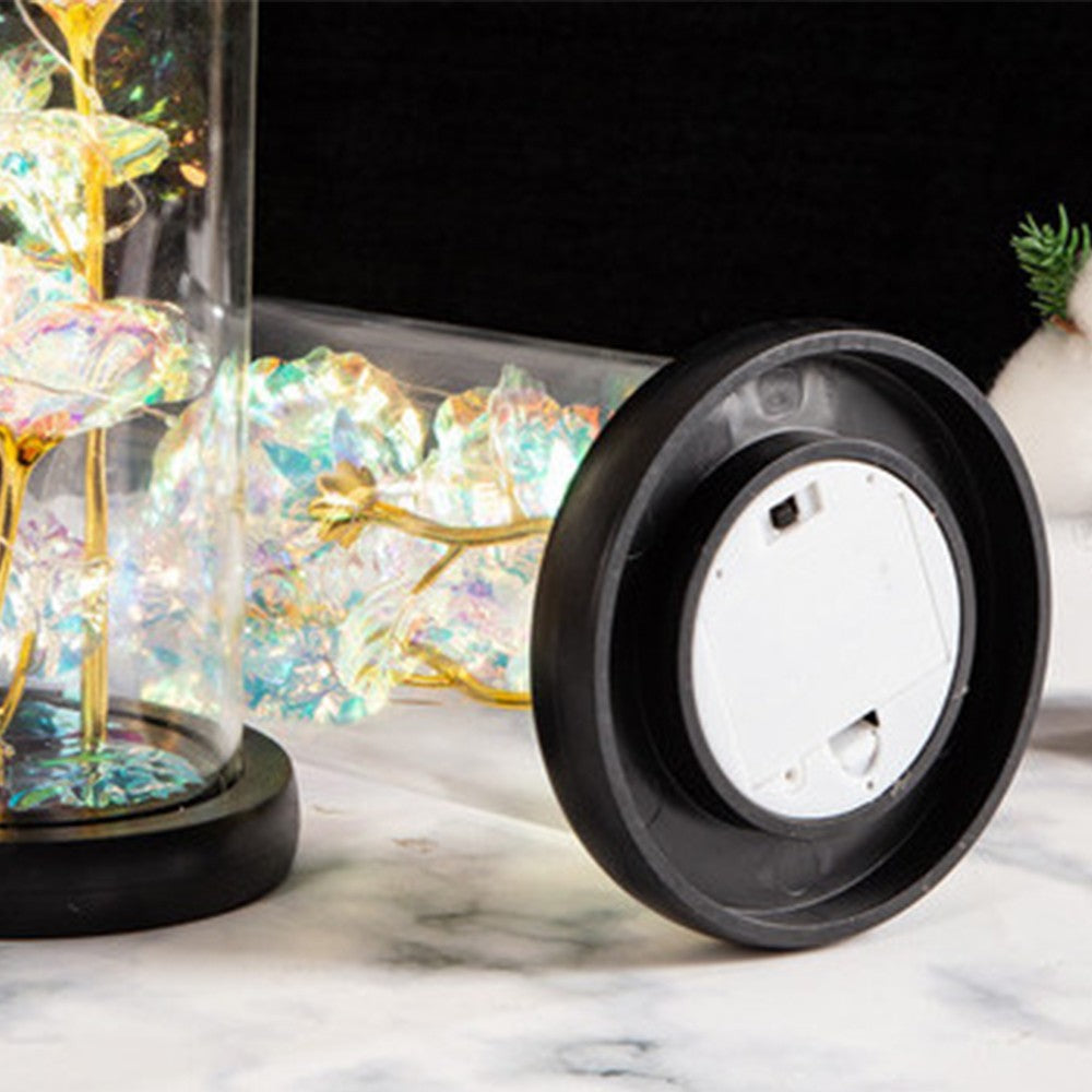 Forever Rose in Glass Dome with LED Light Rose Ornament for Women Girls Multicolor Light