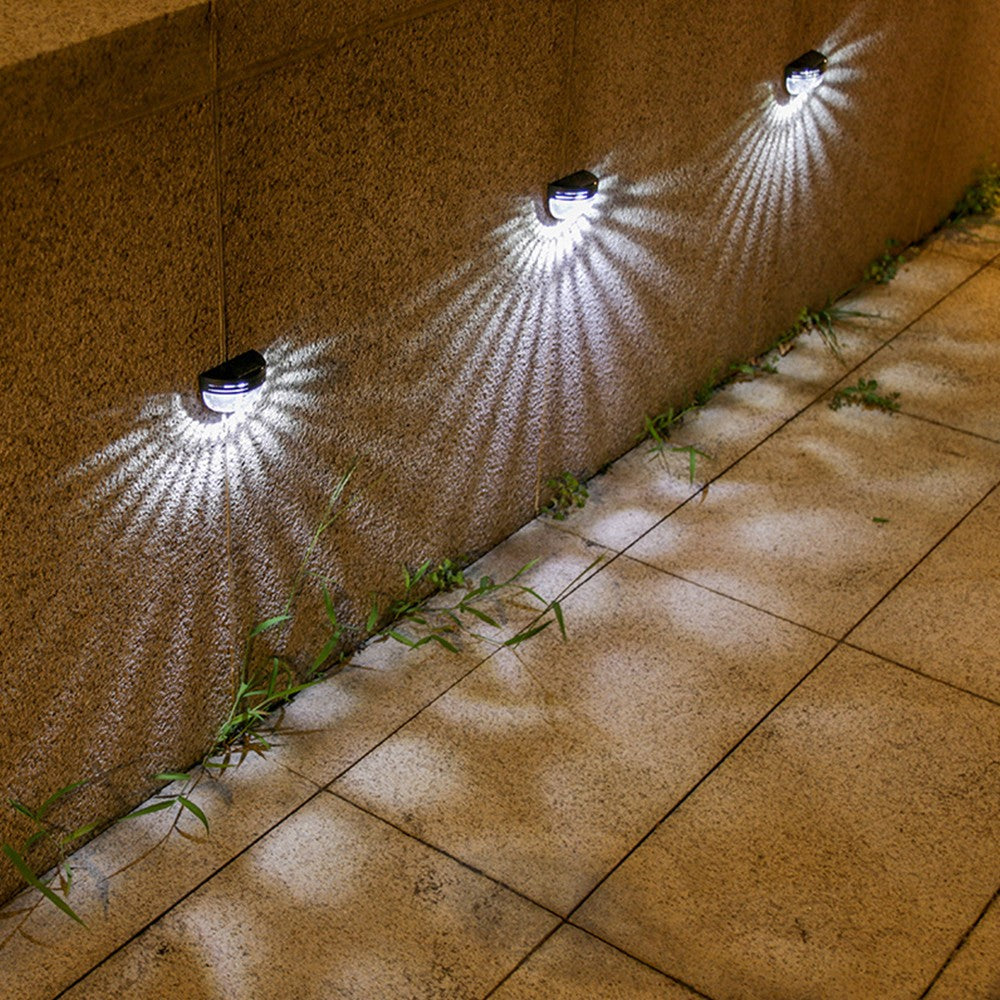 4Pcs Solar Wall Light Fence Post Lights Garden Yard Decorative Lamp White Light