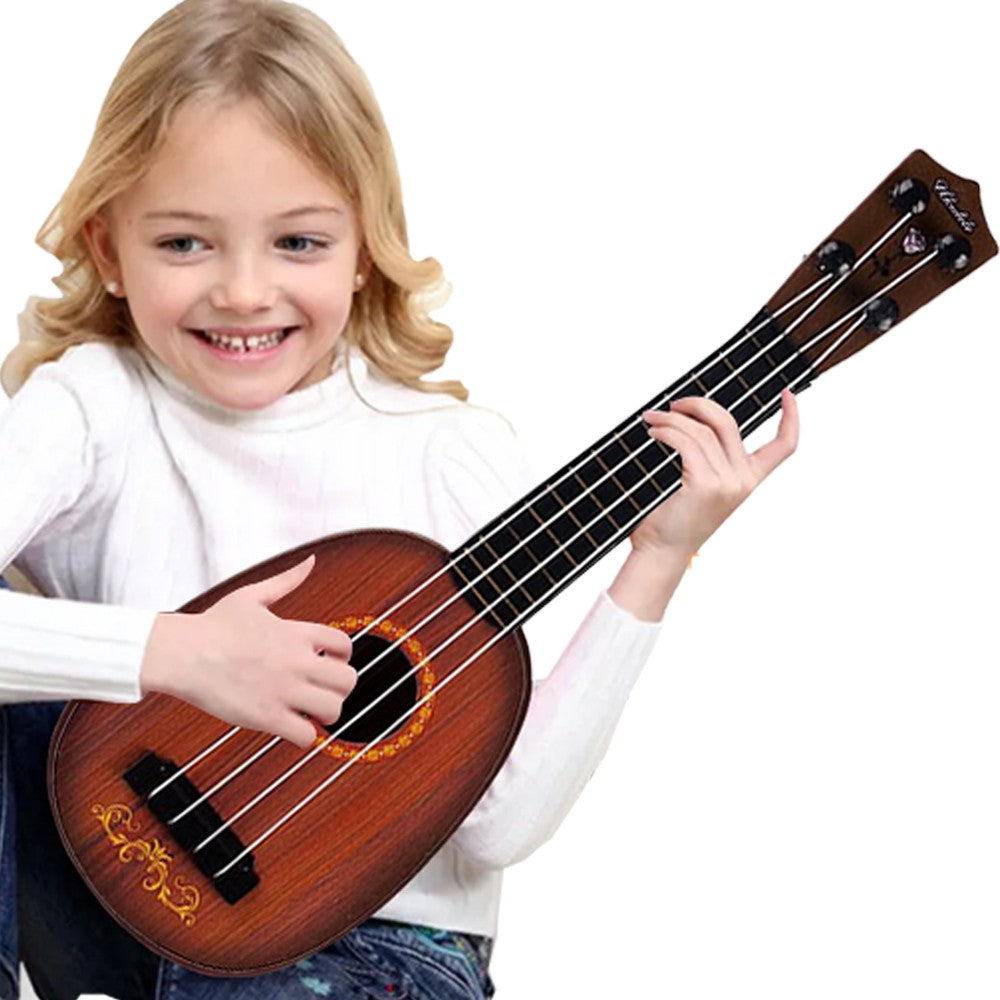 Kids Ukulele Guitar Toy Toddler Musical Instrument Educational Learning Toy Brown