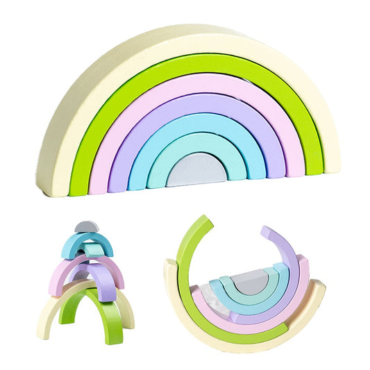 1 Set of Rainbow Stacker Nesting Puzzle Blocks Stacking Toys Kids Montessori Toys Macaron Color