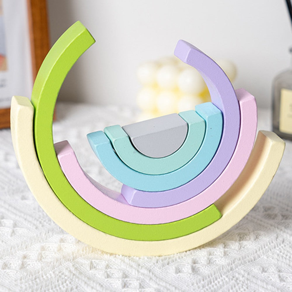 1 Set of Rainbow Stacker Nesting Puzzle Blocks Stacking Toys Kids Montessori Toys Macaron Color