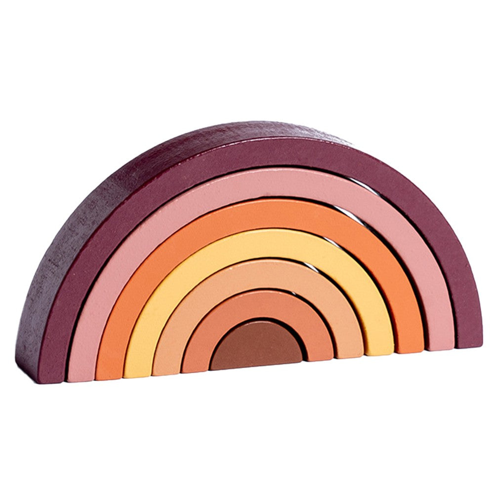 1 Set of Rainbow Stacker Nesting Puzzle Blocks Stacking Toys Kids Montessori Toys Brown