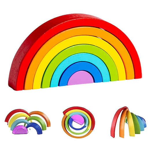 1 Set of Rainbow Stacker Nesting Puzzle Blocks Stacking Toys Kids Montessori Toys Rainbow Color