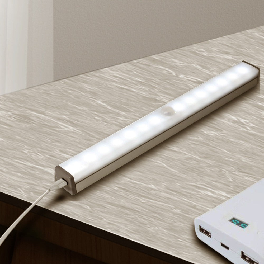 20cm Under Closet LED Motion Sensor Light Rechargeable Dimmable Cabinet Lamp White Light