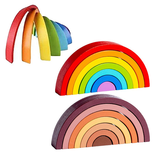 2 Sets of Rainbow Stacker Nesting Puzzle Blocks Stacking Toys Kids Montessori Toys