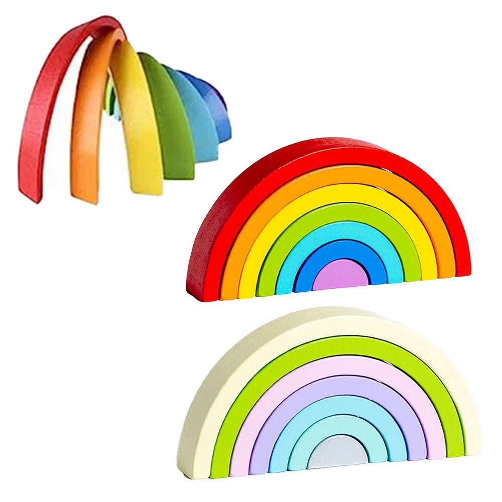 2 Sets of Rainbow Stacker Nesting Puzzle Blocks Stacking Toys Kids Montessori Toys