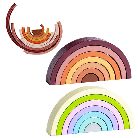 2 Sets of Rainbow Stacker Nesting Puzzle Blocks Stacking Toys Kids Montessori Toys
