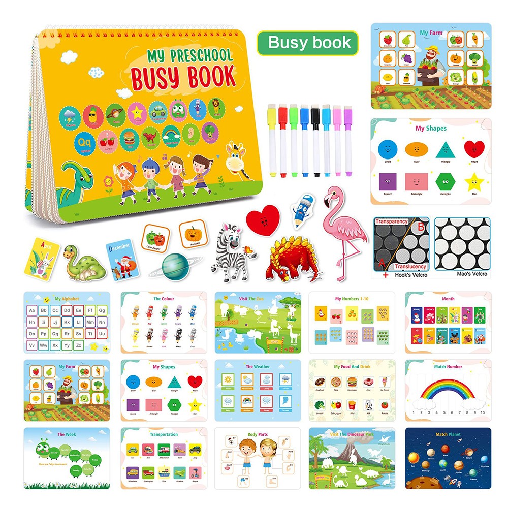 Montessori Busy Book Kit Toddler Early Educational Learning Toys Orange Cover