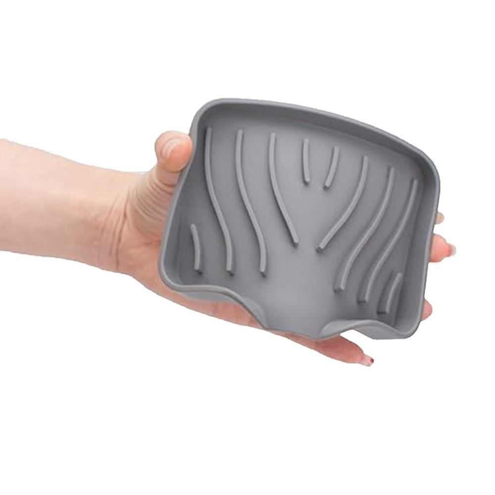 3Pcs Silicone Soap Dish Self Draining Soap Tray Non-Slip Soap Holder for Bathroom Kitchen Grey