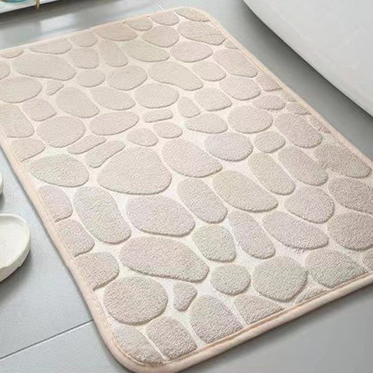 40x60cm Cobblestone Embossed Bath Mat Anti-Slip Coral Fleece Floor Mat Doormat Camel