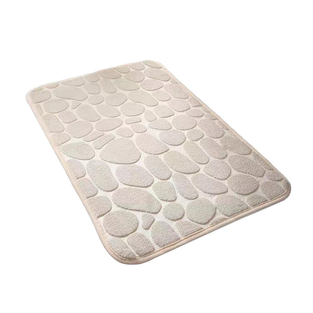 60x90cm Cobblestone Embossed Bath Mat Anti-Slip Coral Fleece Floor Mat Doormat Camel