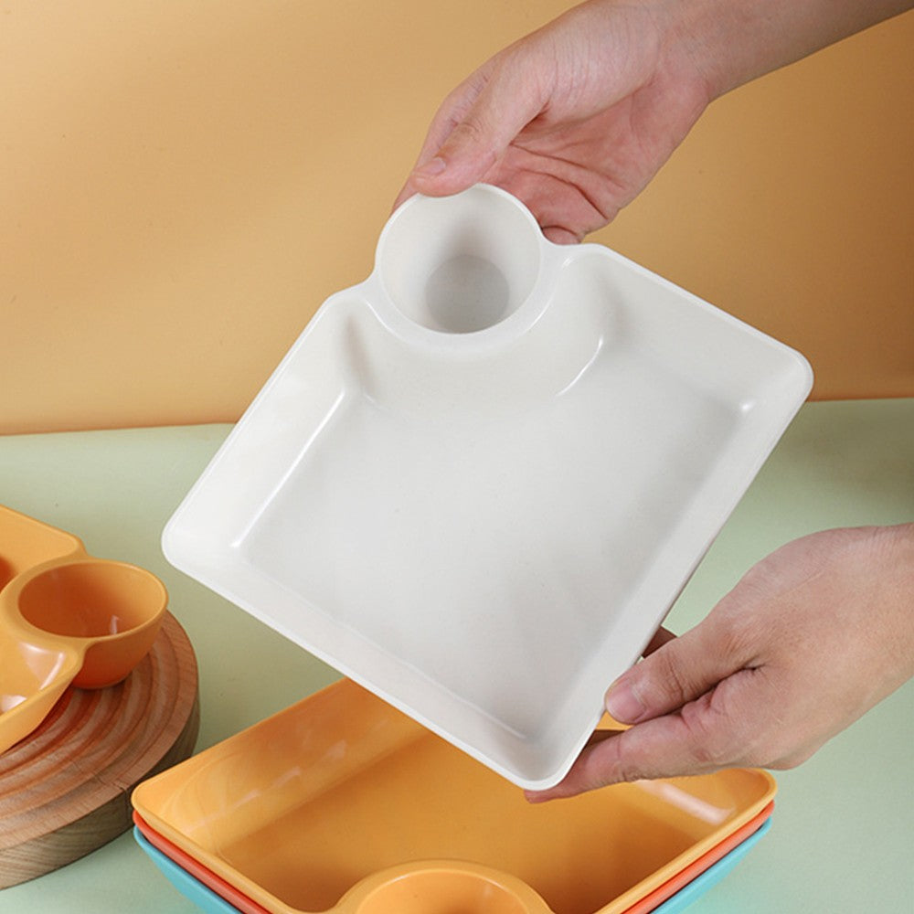 8Pcs Reusable Plastic Serving Platter Divided Snack Tray Dumpling Plate with Sauce Holder