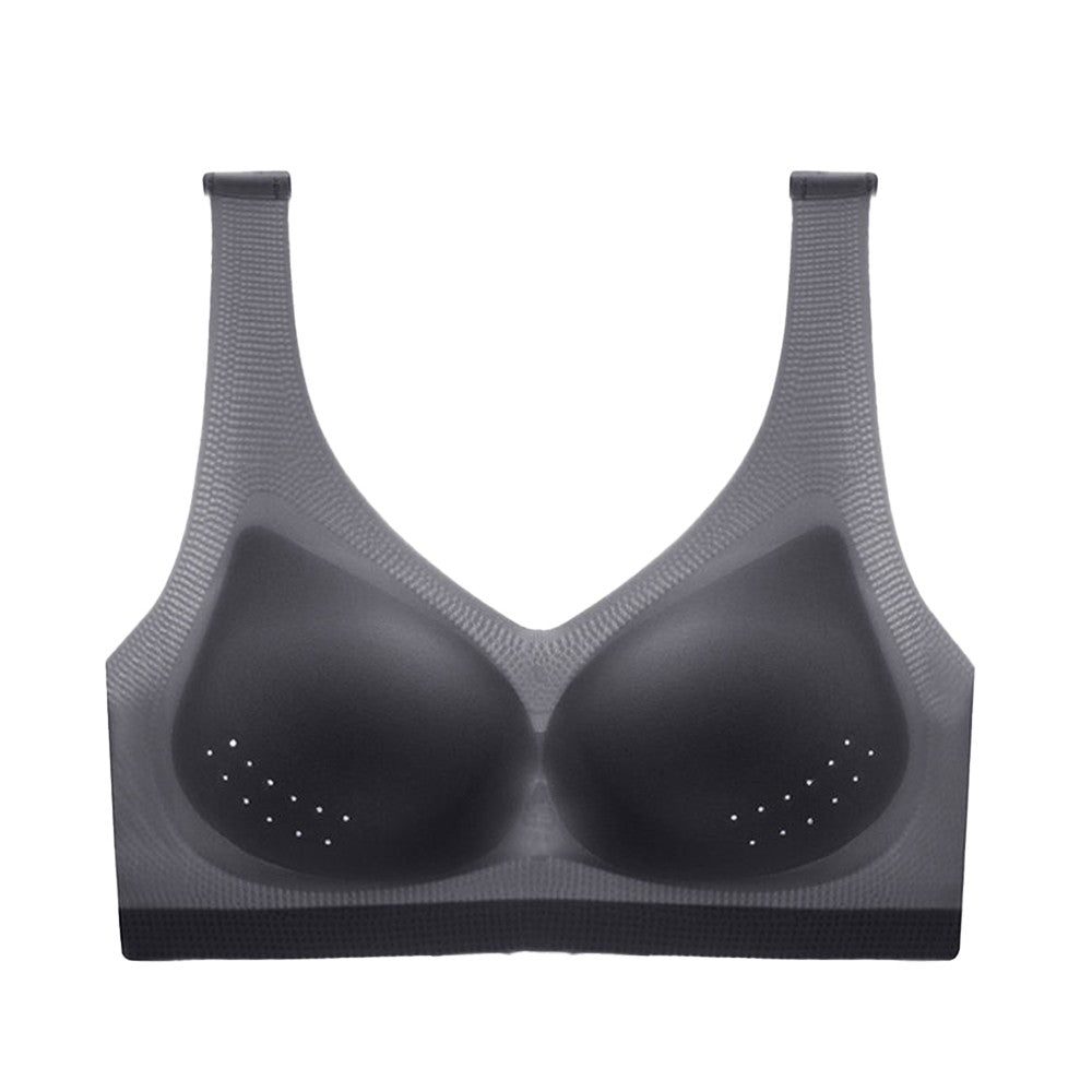 Ultra-thin Ice Silk Bra Seamless Invisible Bra with Removable Pad Black 3XL
