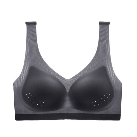 Ultra-thin Ice Silk Bra Seamless Invisible Bra with Removable Pad Black 3XL