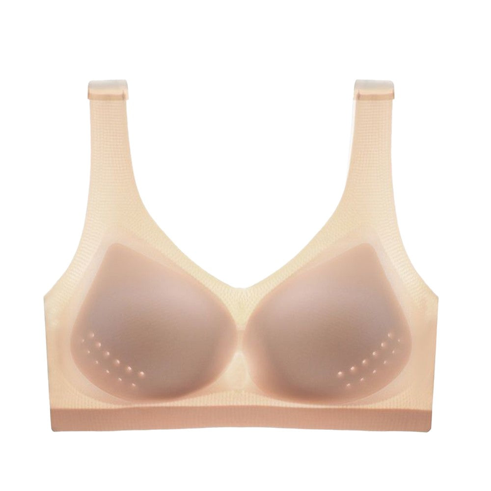 Ultra-thin Ice Silk Bra Seamless Invisible Bra with Removable Pad Nude 2XL