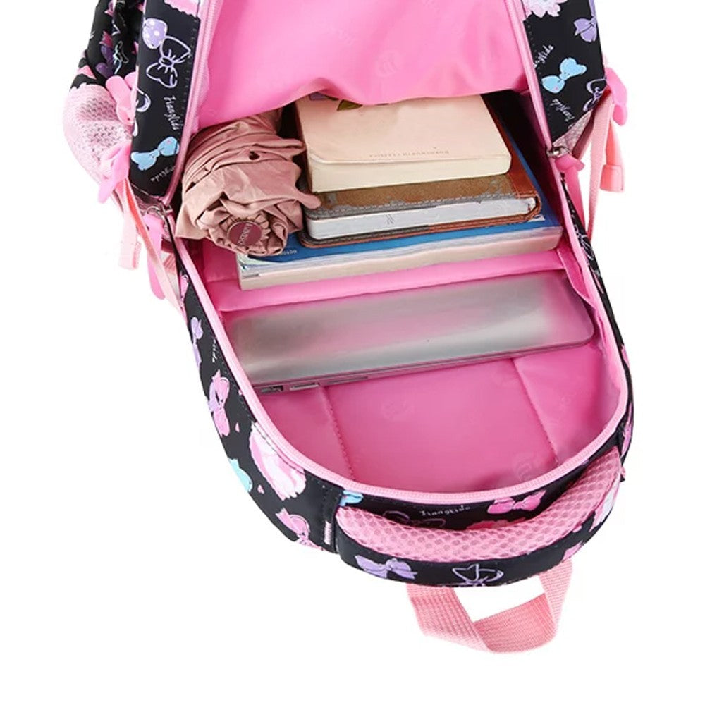 3-Piece Girls School Backpack Pencil Bag Kids School Bags Black