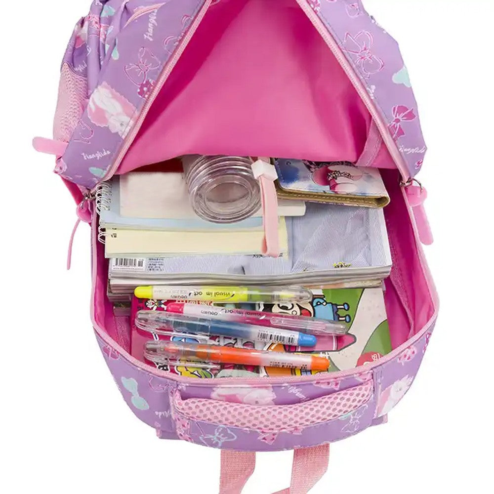 3-Piece Girls School Backpack Pencil Bag Kids School Bags Purple