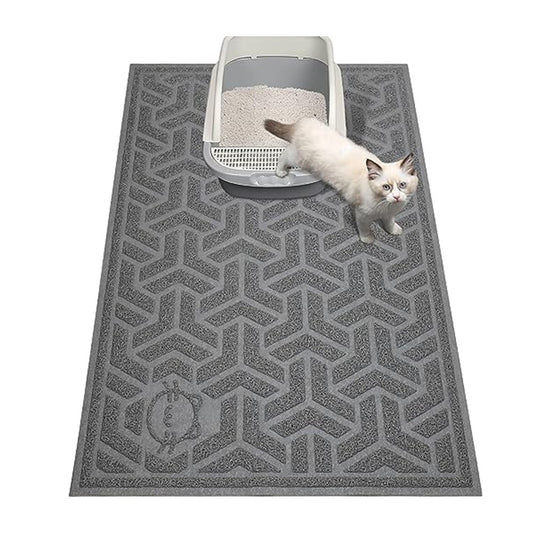 60x90cm PVC Cat Litter Mat Water-resistant Cat Litter Trapping Mat Litter Box Mat Grey