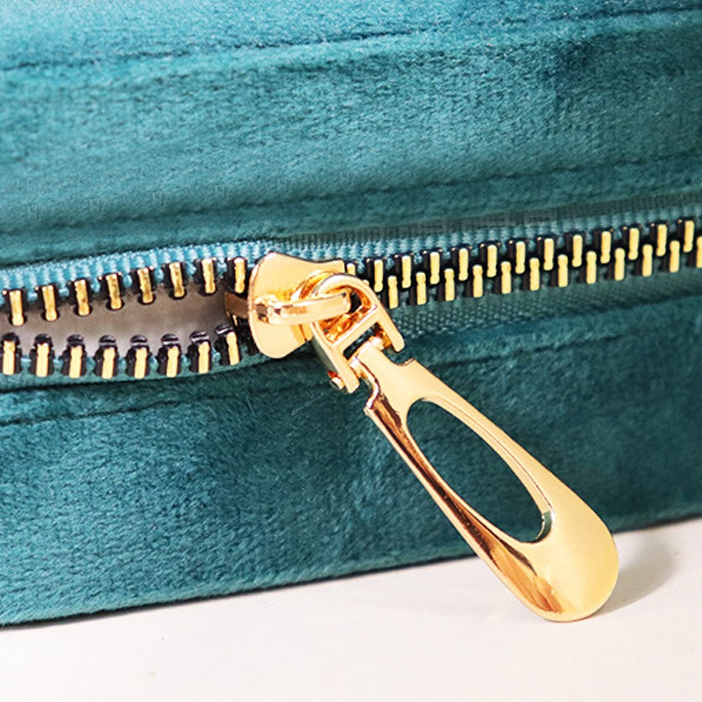 Portable Travel Jewelry Case Mini Velvet Jewelry Storage Box Organizer Blue