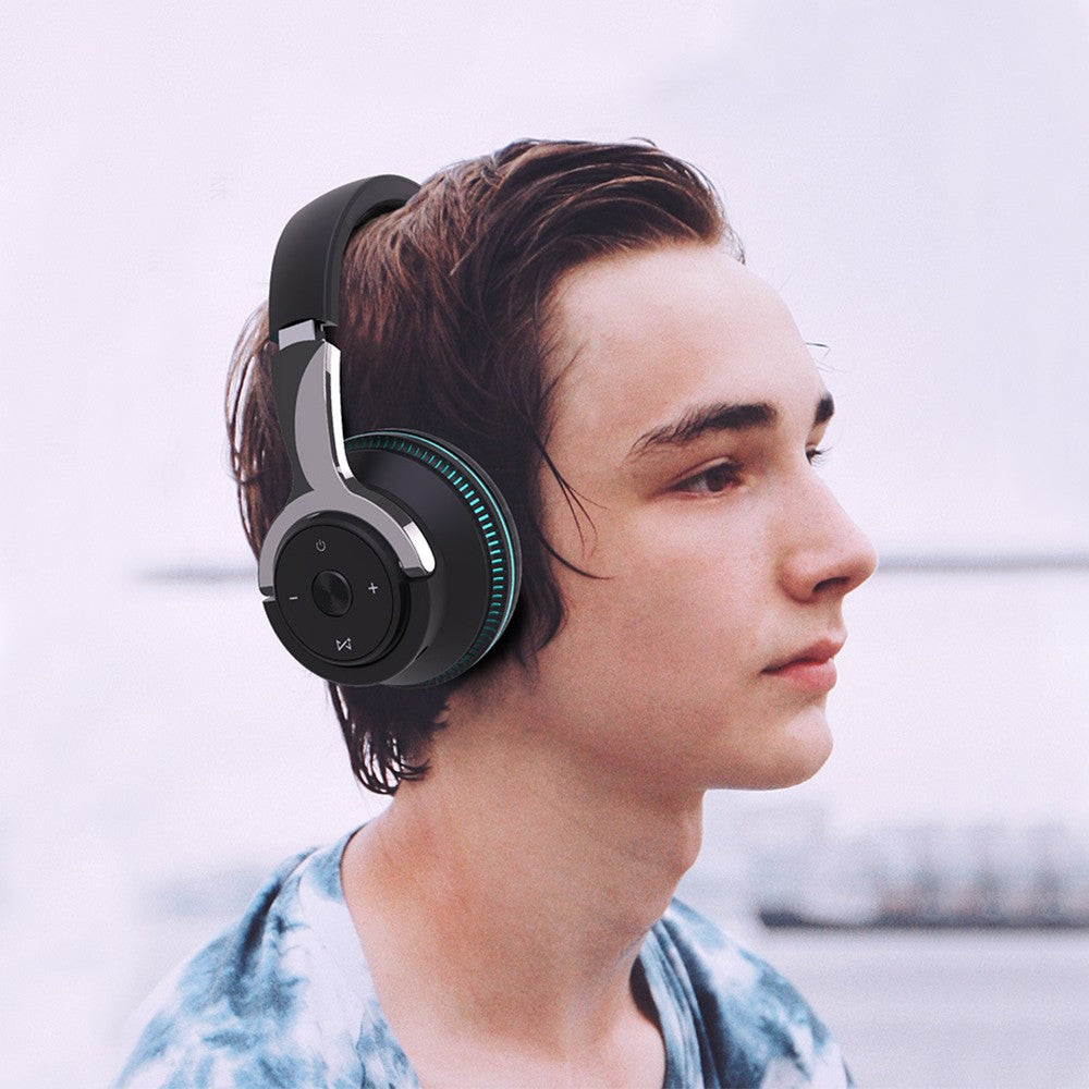 Bluetooth 5.1 Headphone LED Light Up Wireless Stereo Headset Foldable Black