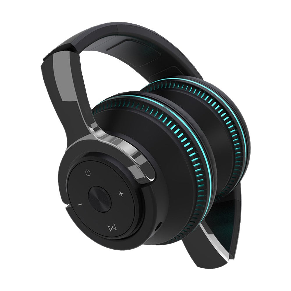 Bluetooth 5.1 Headphone LED Light Up Wireless Stereo Headset Foldable Black