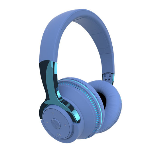 Bluetooth 5.1 Headphone LED Light Up Wireless Stereo Headset Foldable Blue