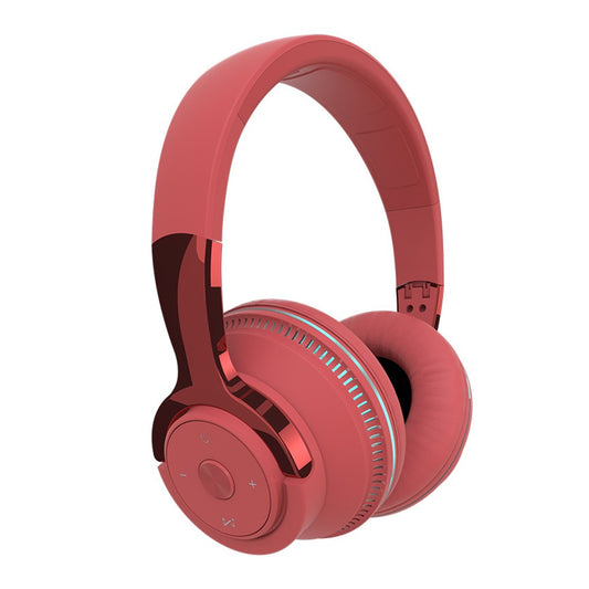 Bluetooth 5.1 Headphone LED Light Up Wireless Stereo Headset Foldable Red