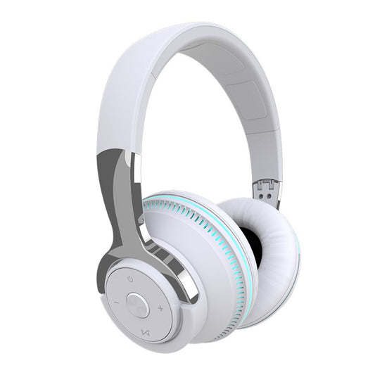 Bluetooth 5.1 Headphone LED Light Up Wireless Stereo Headset Foldable White