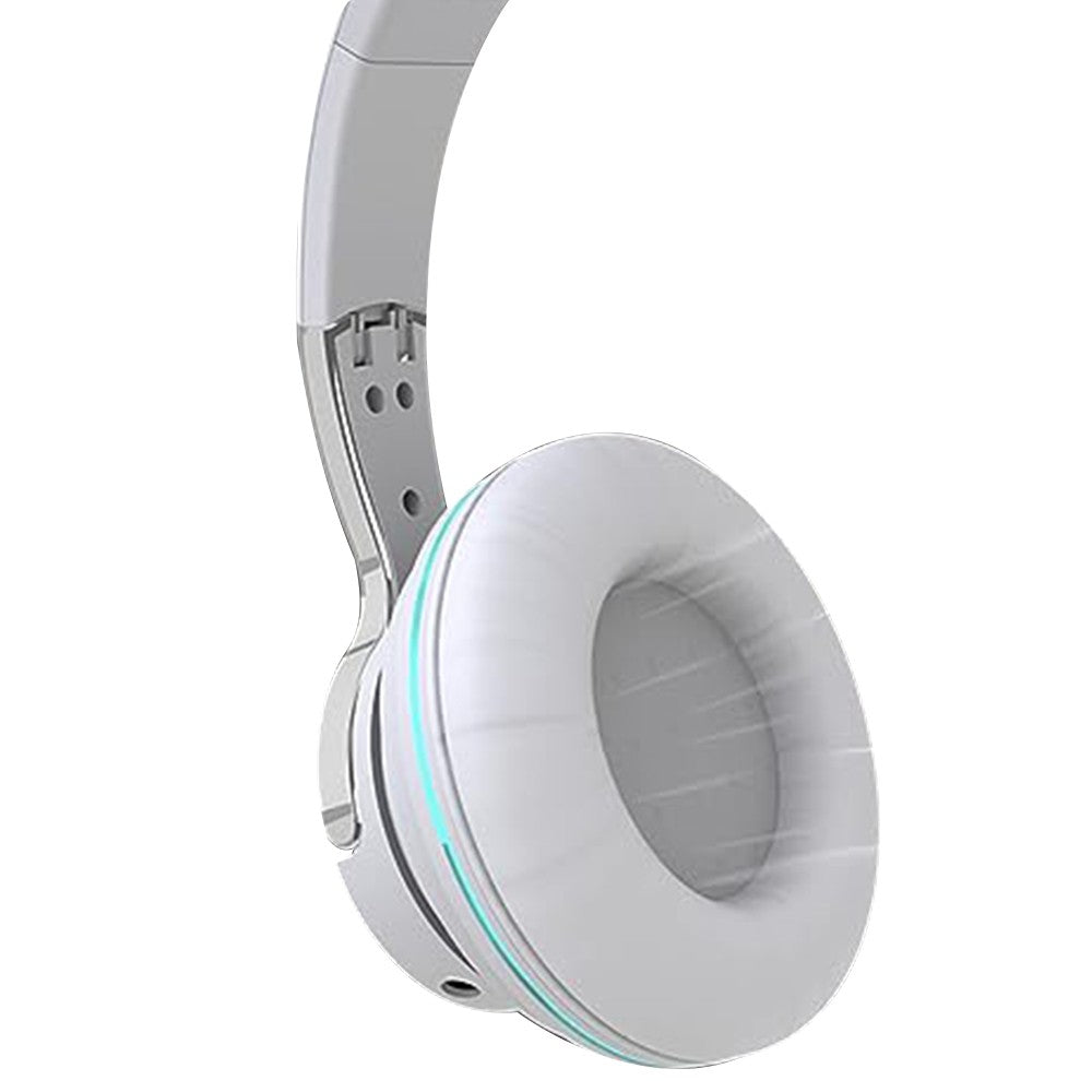 Bluetooth 5.1 Headphone LED Light Up Wireless Stereo Headset Foldable White