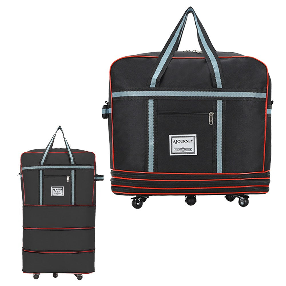 Expandable Travel Duffel Bag Luggage Suitcase Moving Quilt Clothes Storage Bag Black