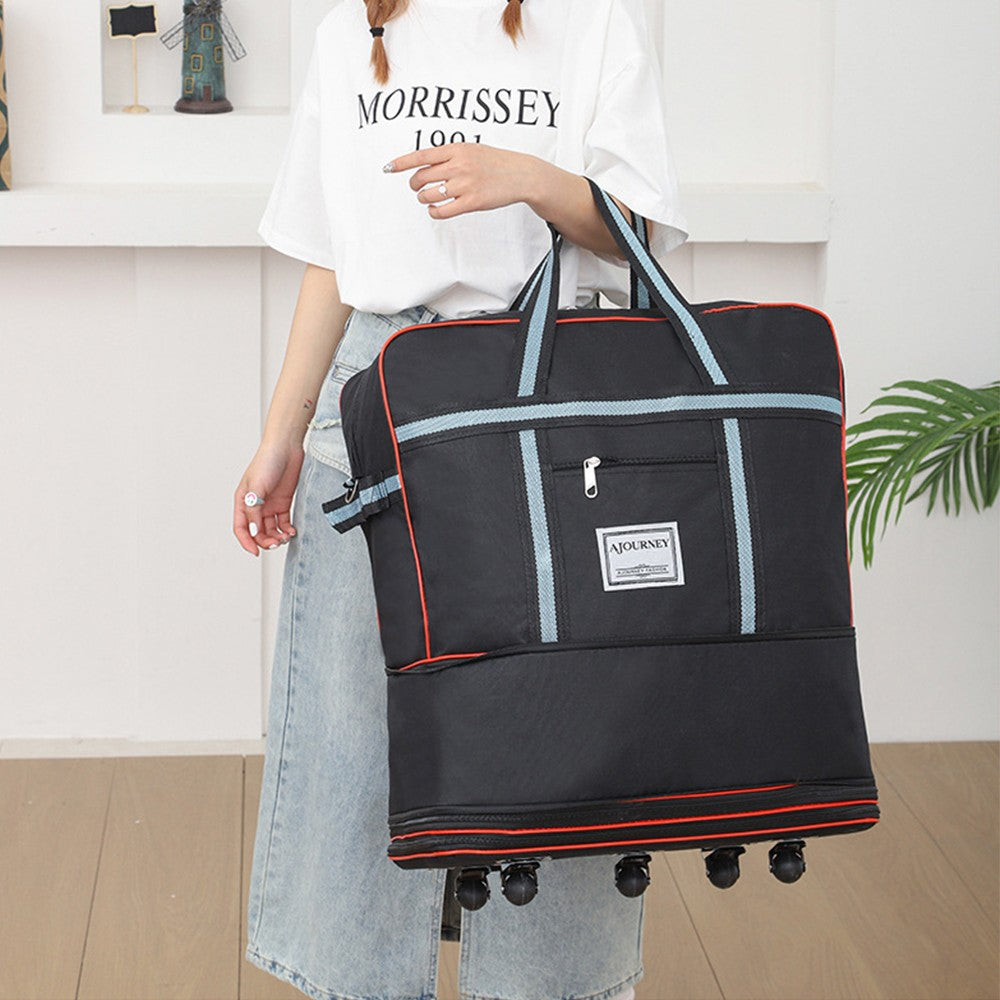 Expandable Travel Duffel Bag Luggage Suitcase Moving Quilt Clothes Storage Bag Black