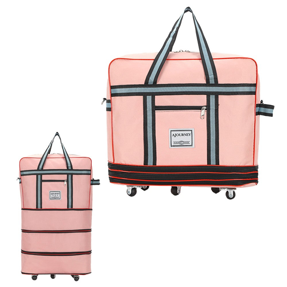 Expandable Travel Duffel Bag Luggage Suitcase Moving Quilt Clothes Storage Bag Pink