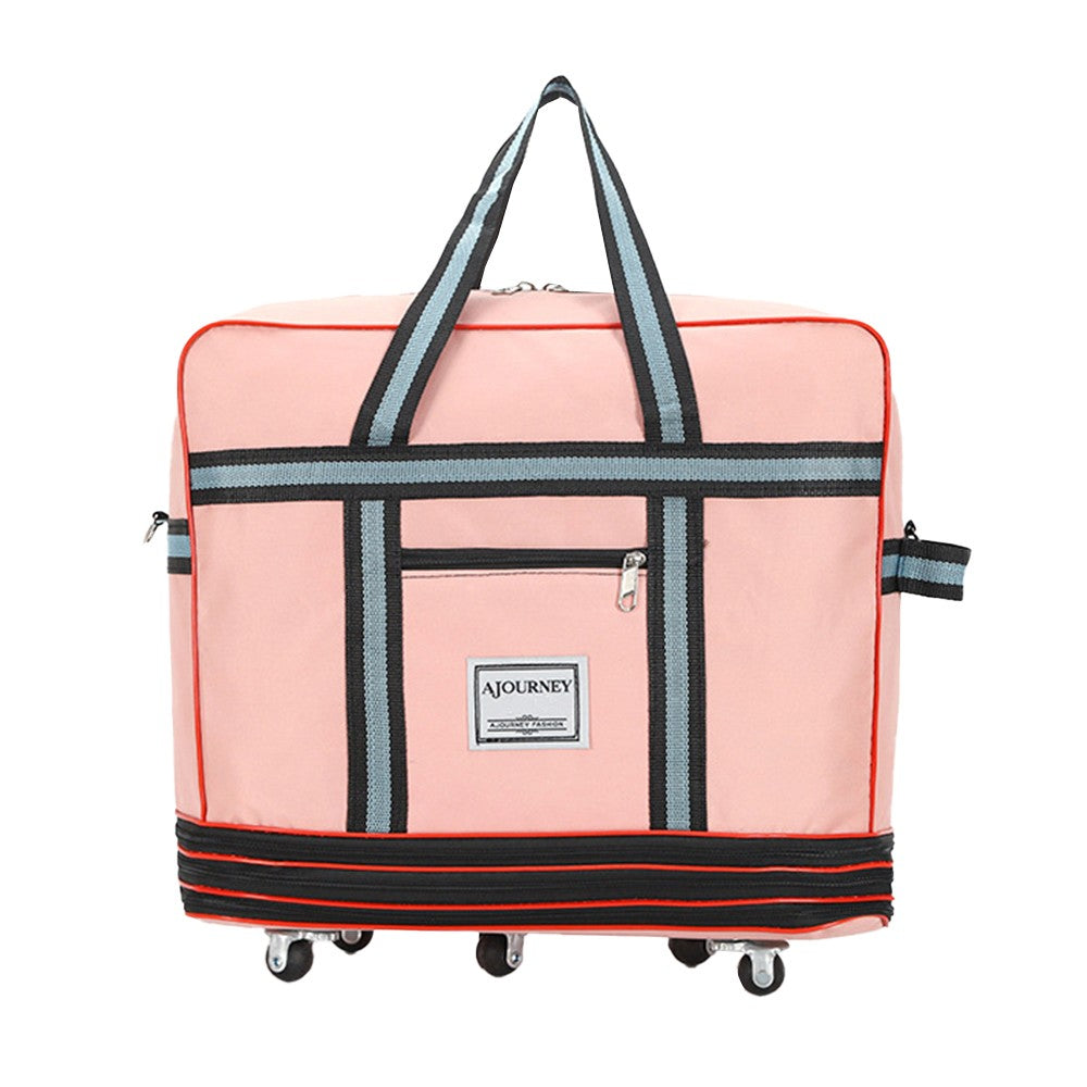 Expandable Travel Duffel Bag Luggage Suitcase Moving Quilt Clothes Storage Bag Pink