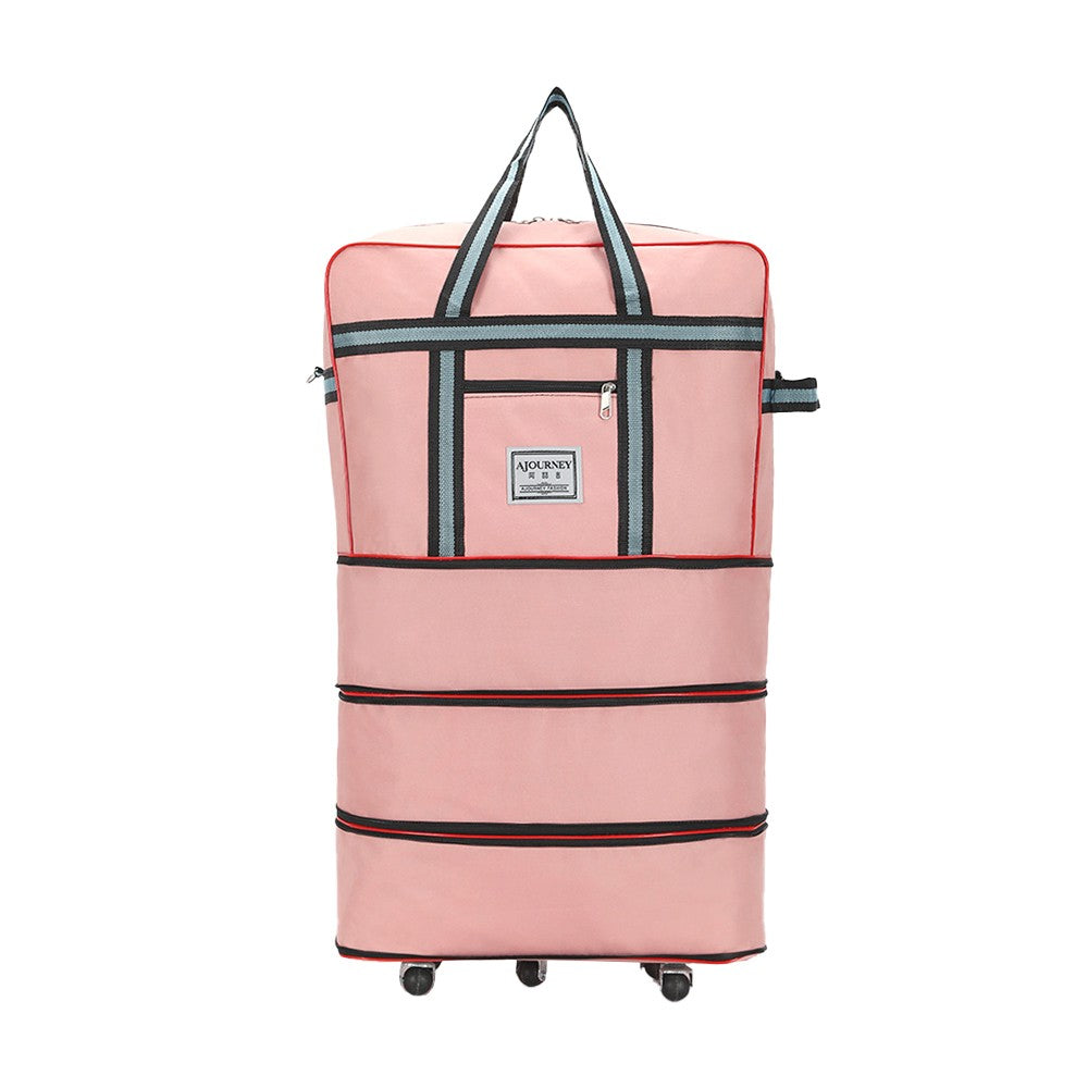 Expandable Travel Duffel Bag Luggage Suitcase Moving Quilt Clothes Storage Bag Pink
