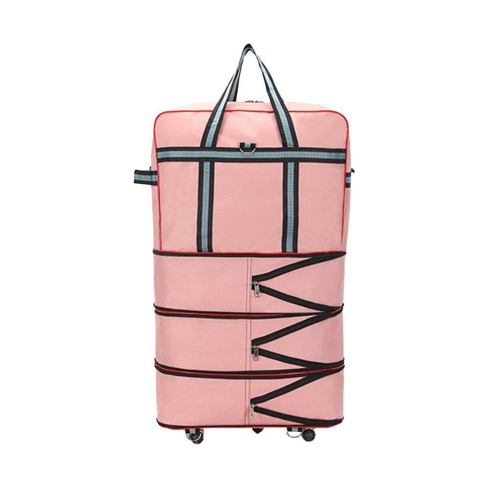 Expandable Travel Duffel Bag Luggage Suitcase Moving Quilt Clothes Storage Bag Pink