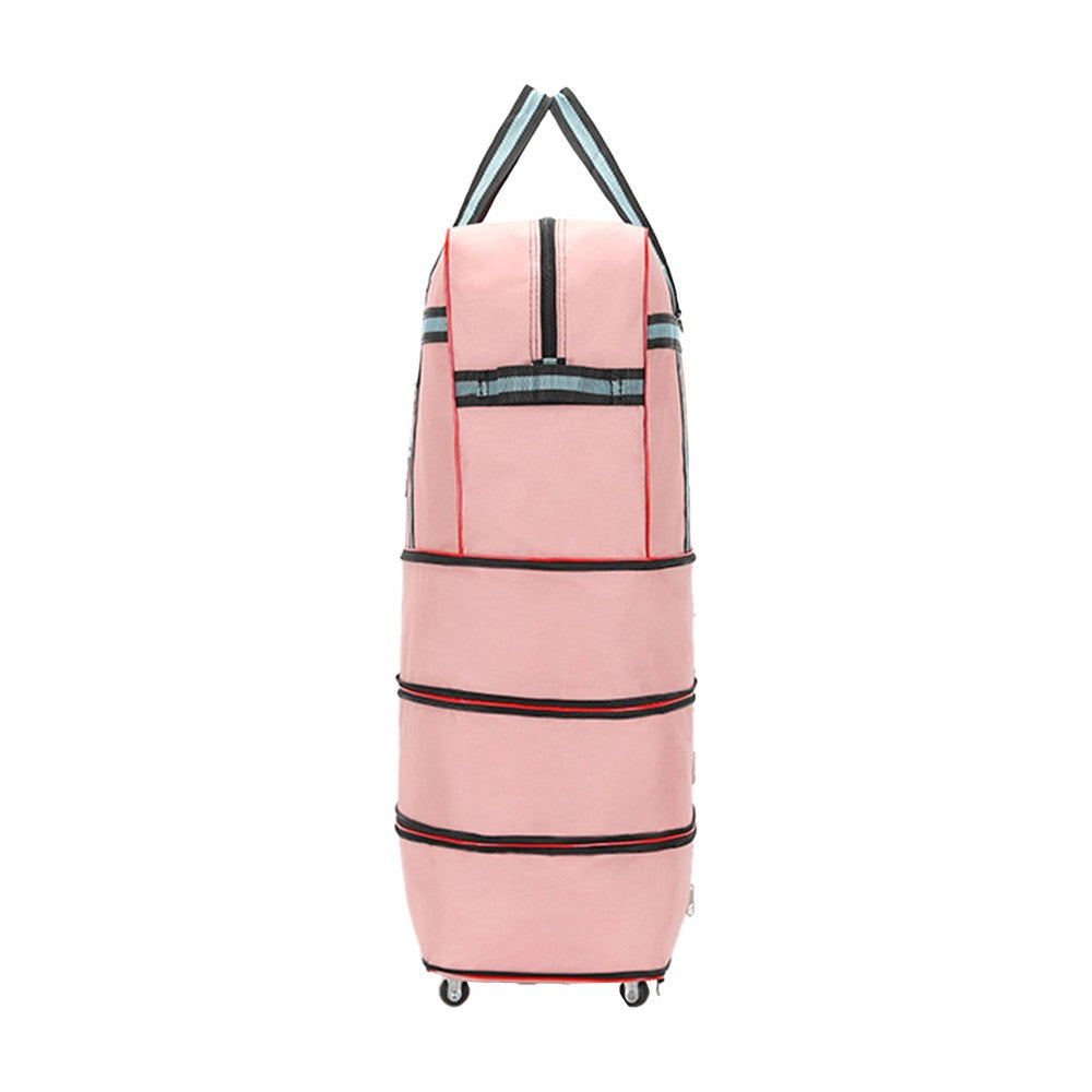 Expandable Travel Duffel Bag Luggage Suitcase Moving Quilt Clothes Storage Bag Pink