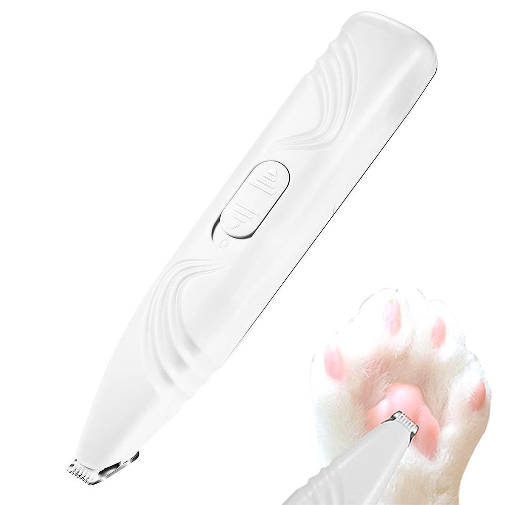 Electric Pet Paw Hair Clipper Cordless Pet Paw Hair Trimmer Battery Powered White