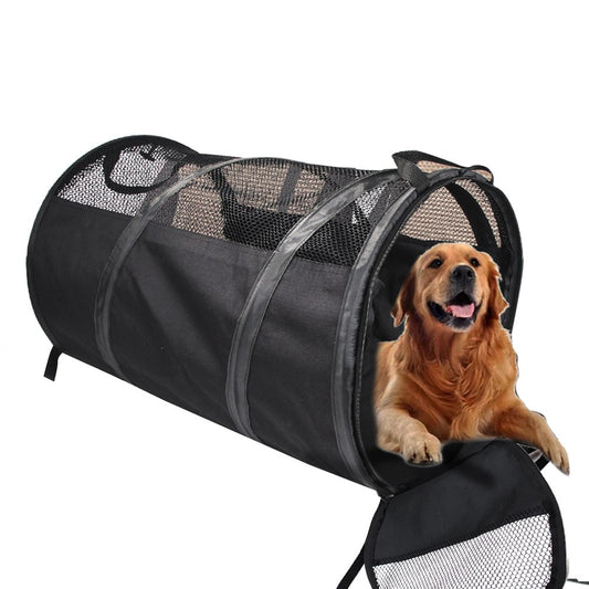 58x123cm Foldable Travel Pet Cage Breathable Car Kennel Crate Pet Carrier Tent Black
