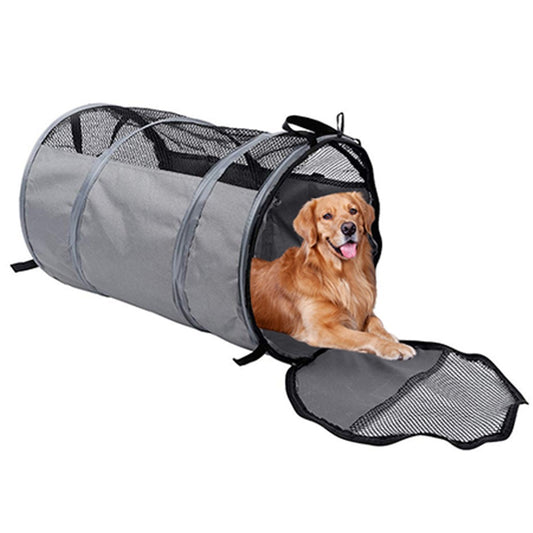 41x57cm Foldable Travel Pet Cage Breathable Car Kennel Crate Pet Carrier Tent Grey