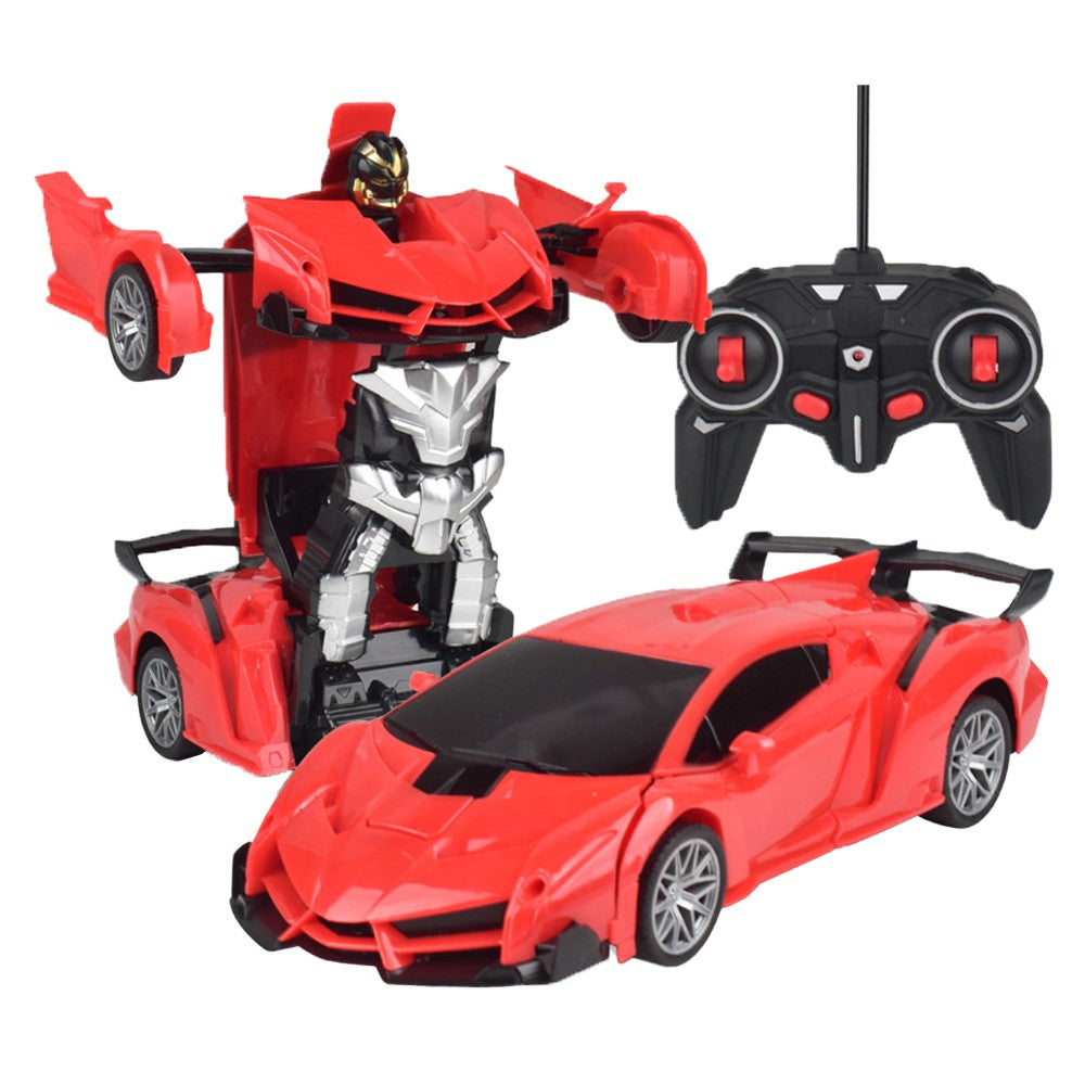2Pcs Remote Control Car Toy Transform Robot Toy Kids RC Car Red and White