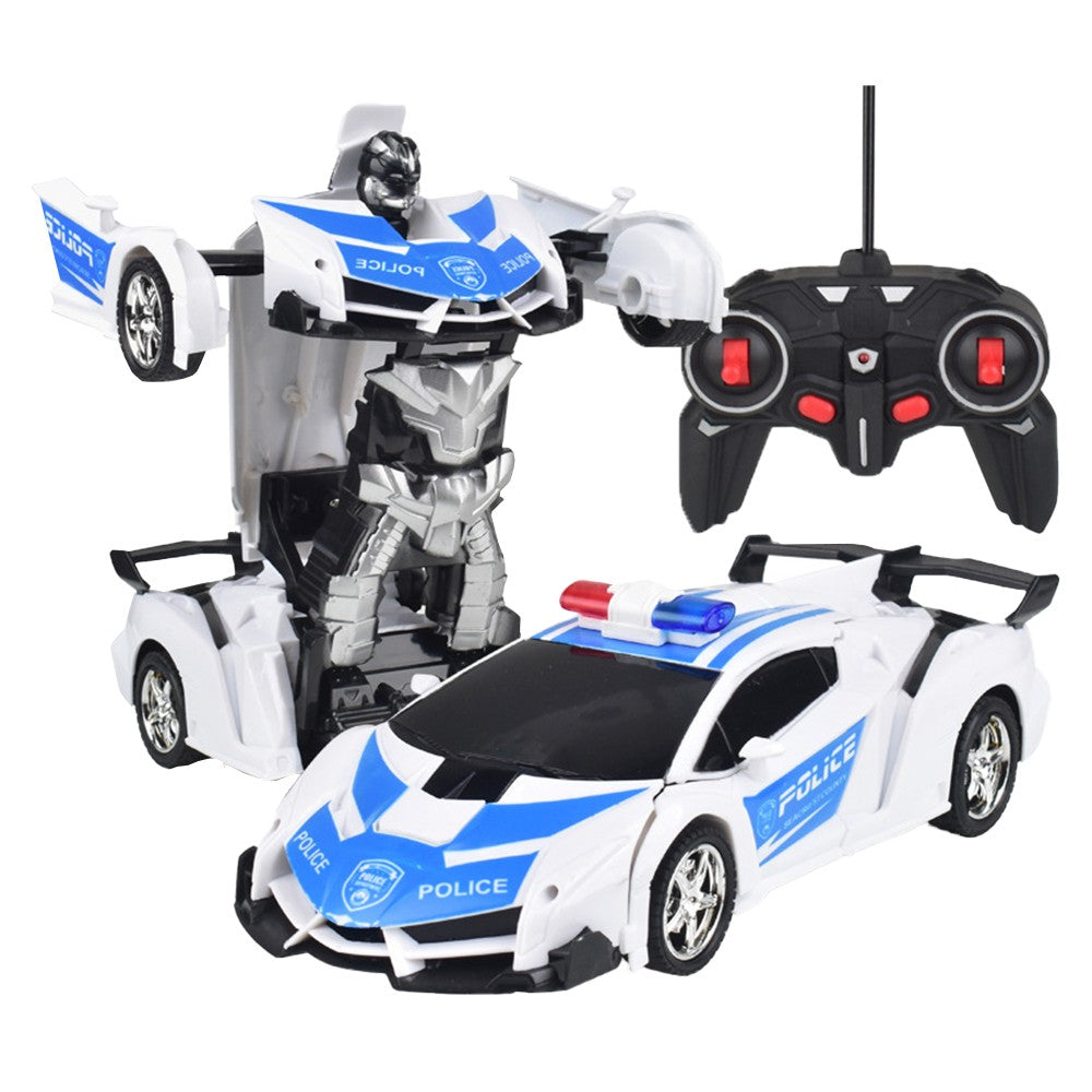 2Pcs Remote Control Car Toy Transform Robot Toy Kids RC Car Red and White